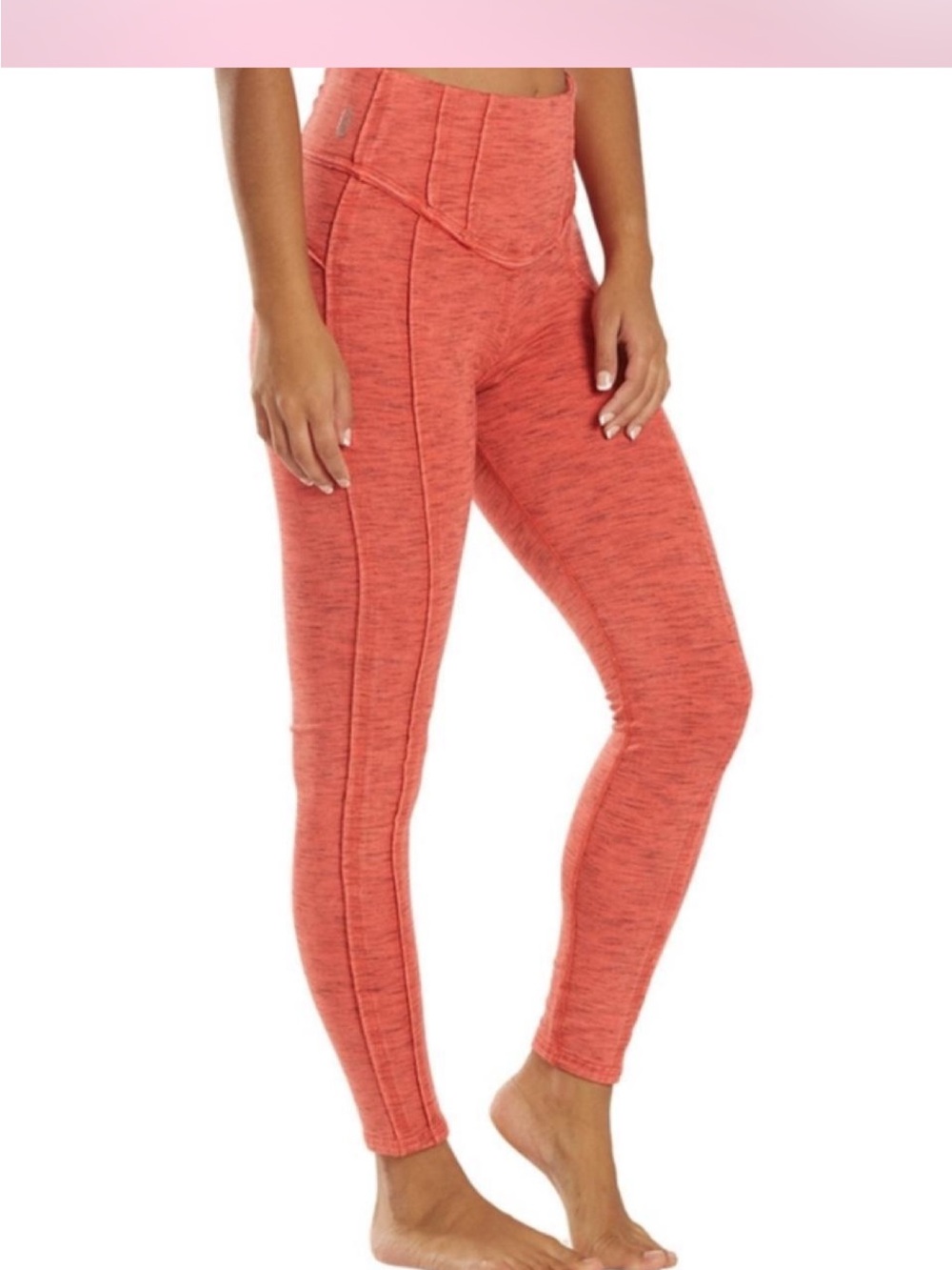 FP Movement by Free People Coral Heather High-Waist Seam Leggings